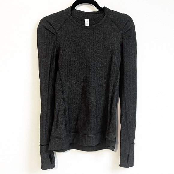 Lululemon Think Fast Long Sleeve Heathered Herringbone Rulu Pullover Size 6 - Picture 7 of 11
